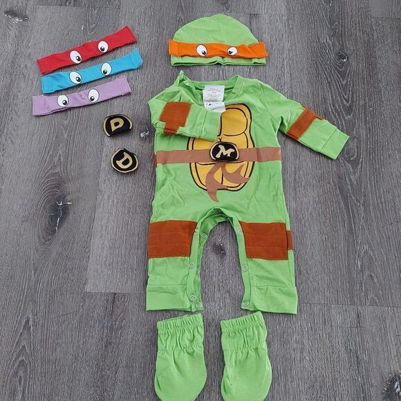 Rubie's Green and Orange Ninja Turtle Baby Costume - Picture 3 of 6